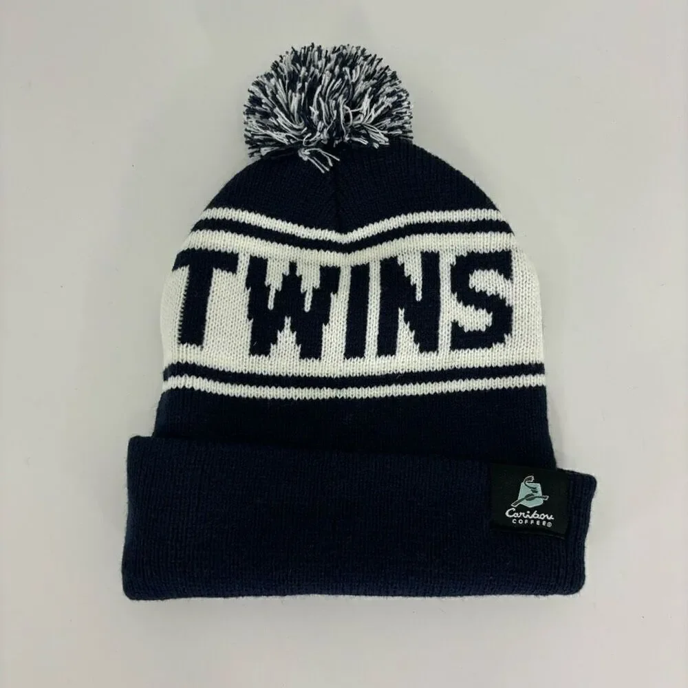 MLB Minnesota Twins Baseball‎ Blue and White Cuffed Pom Pom Winter Hat